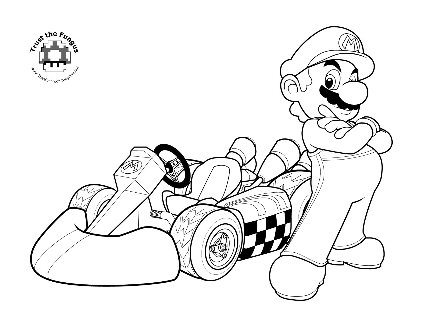 Super Mario – Bowser com o kart – Imagens para Colorir