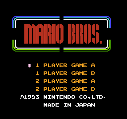 Mario Bros. (NES) title screen