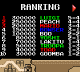 Ranking screen (U.S. version)